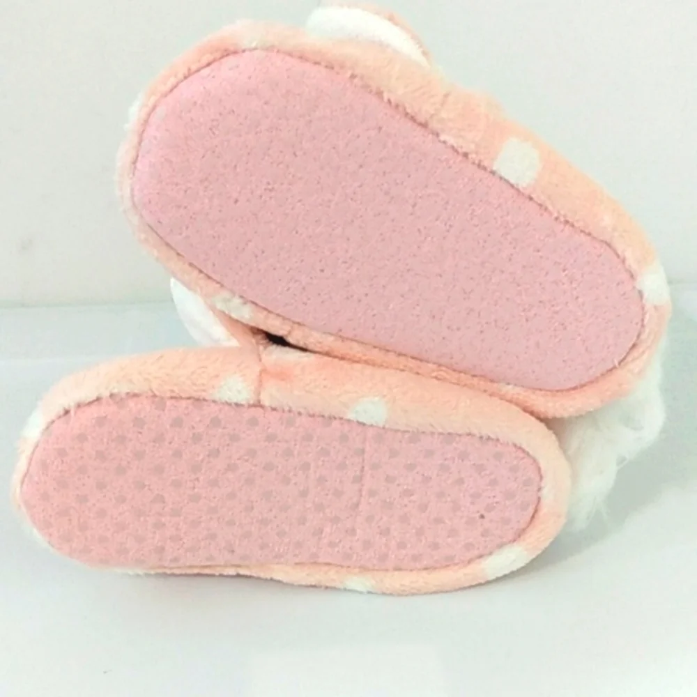 CAT & JACK PINK WHITE POLKA DOT ANKLE BOOT SLIPPERS GIRLS SIZE SMALL  NWT